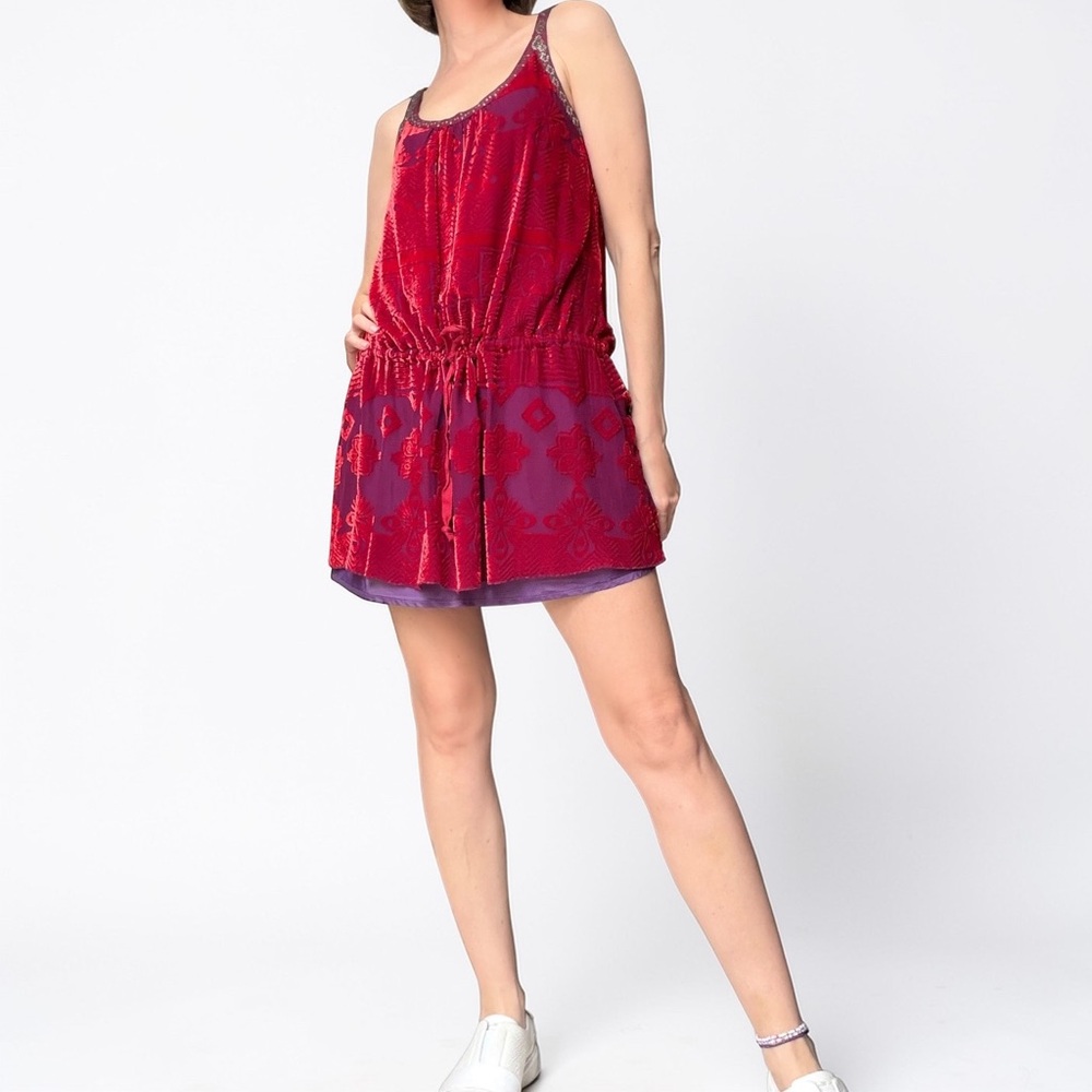 Free People Embroidered Silk-Blend Racerback Dress – Size 6 - Picture 3 of 16